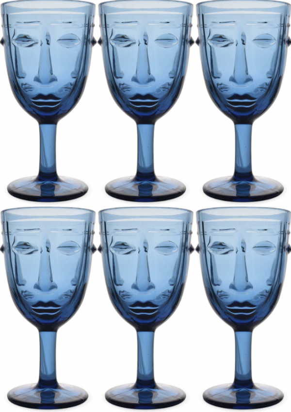 verre à pied visage - bleu